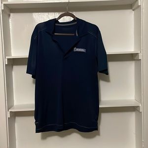 Michelin Learning Institute Short Sleeve V Neck Dark Blue Polo, Buttons on Neck